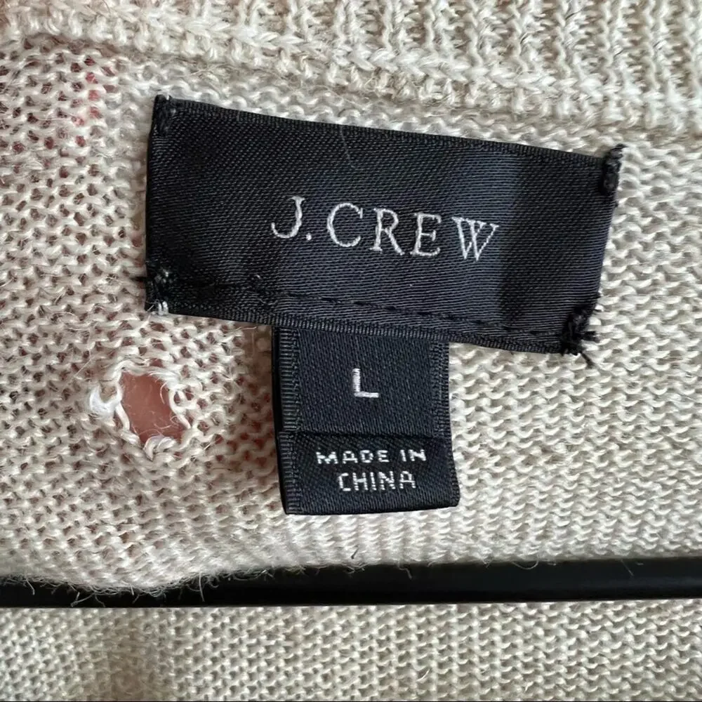 J. Crew Neutral Linen Wool Alpaca Blend Sweater Long Sleeve Shirt Large